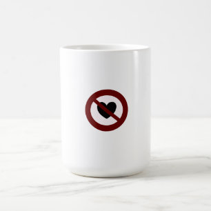 No love heart sticker coffee mug
