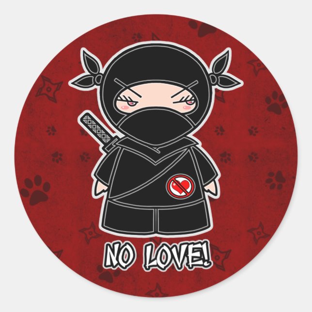 No Love! Ninja In Red Sticker (Front)