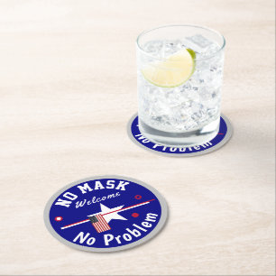 No Mask No problem Cheers Round Paper Coaster