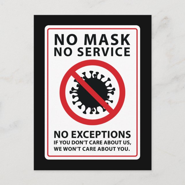 no mask no service no exceptions postcard (Front)