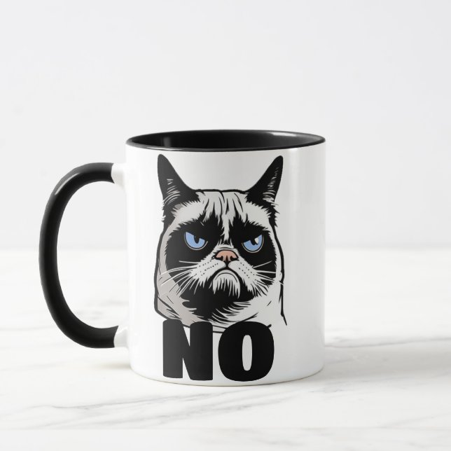No Means No Funny No Mug, Cat Gift idea Coffee Mug (Left)