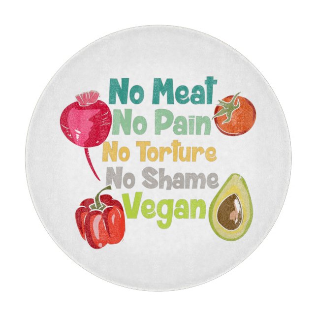 No Meat No Pain Vegan Saying Cutting Board (Front)