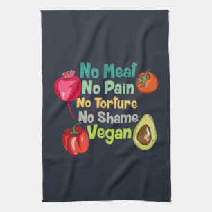 No Meat No Pain Vegan Saying Kitchen Towel