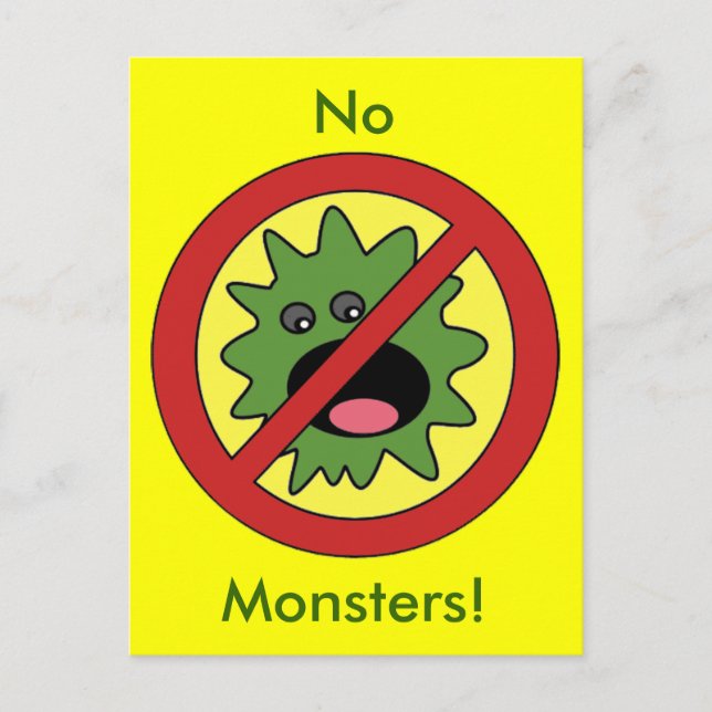 No Monsters Sign Postcard (Front)