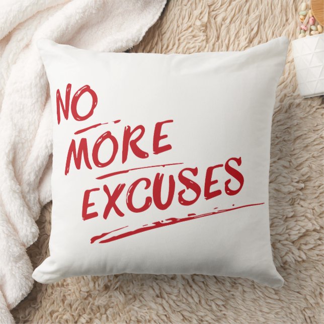 No More Excuses – Inspirational Red Quote Throw Pillow (Blanket)