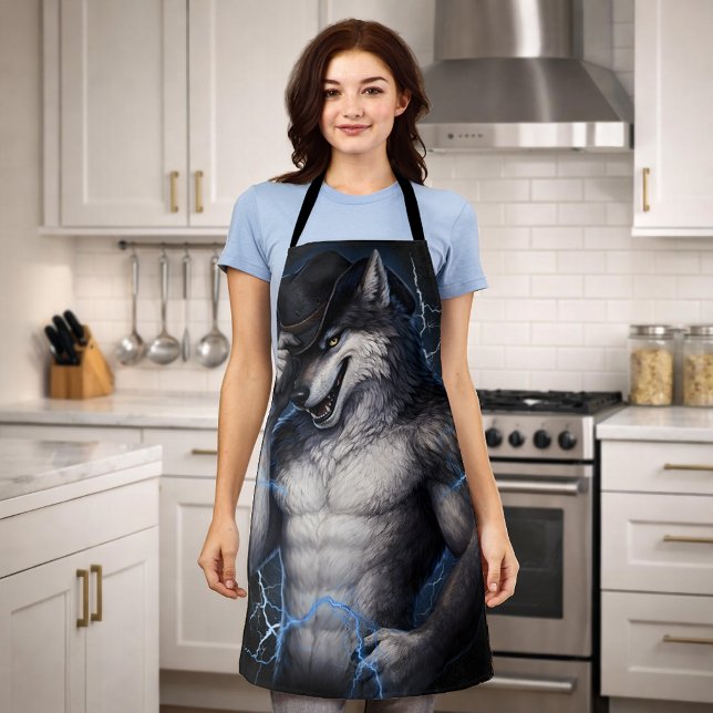 No More Mr Nice Guy Funny Alpha Wolf Meme Brainrot Apron (Creator Uploaded)