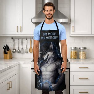 No More Mr Nice Guy Funny Alpha Wolf Meme Brainrot Apron