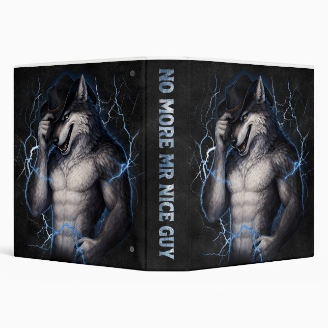 No More Mr Nice Guy Funny Alpha Wolf Meme Brainrot Binder (Background)