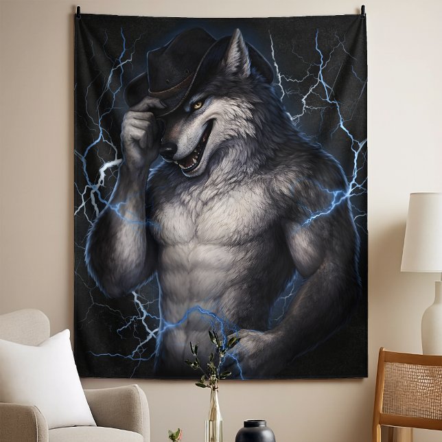 No More Mr Nice Guy Funny Alpha Wolf Meme Brainrot Tapestry (Creator Uploaded)