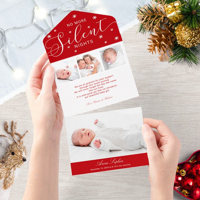 No More Silent Nights 4 Photos Birth Announcement (Creator Uploaded)
