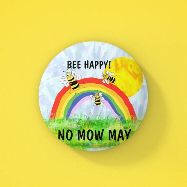 No mow May Save the bees garden lawn  2 Inch Round Button (Creator Uploaded)