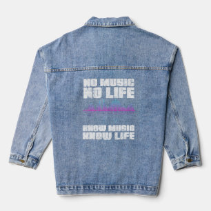 No Music No Life Disc Jockey Musician Songwriter Denim Jacket