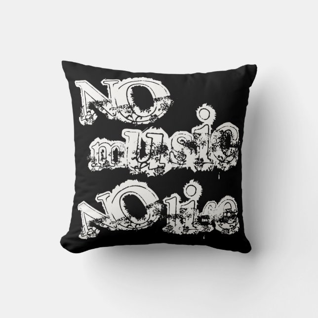 No Music No Life Throw Pillow (Front)