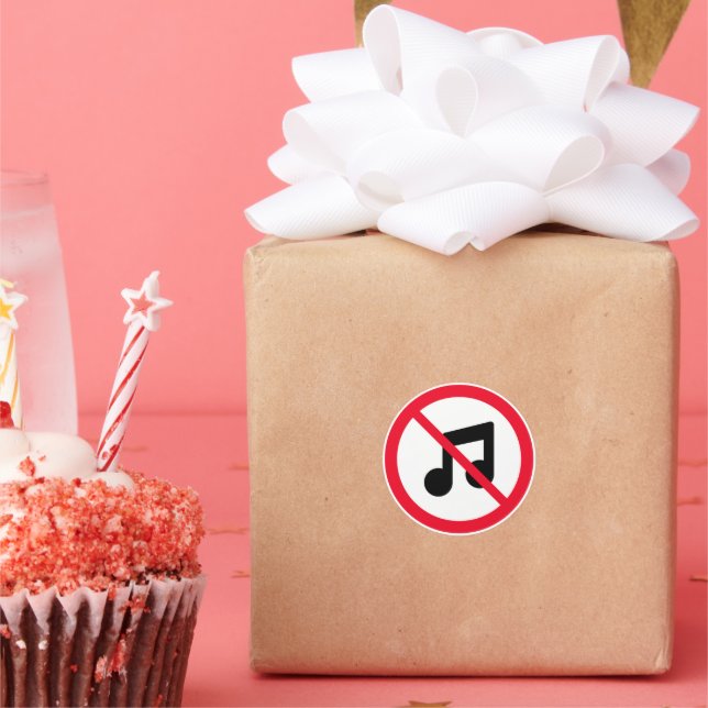 No Music Red Circle Sign | Classic Round Stickers (Party)