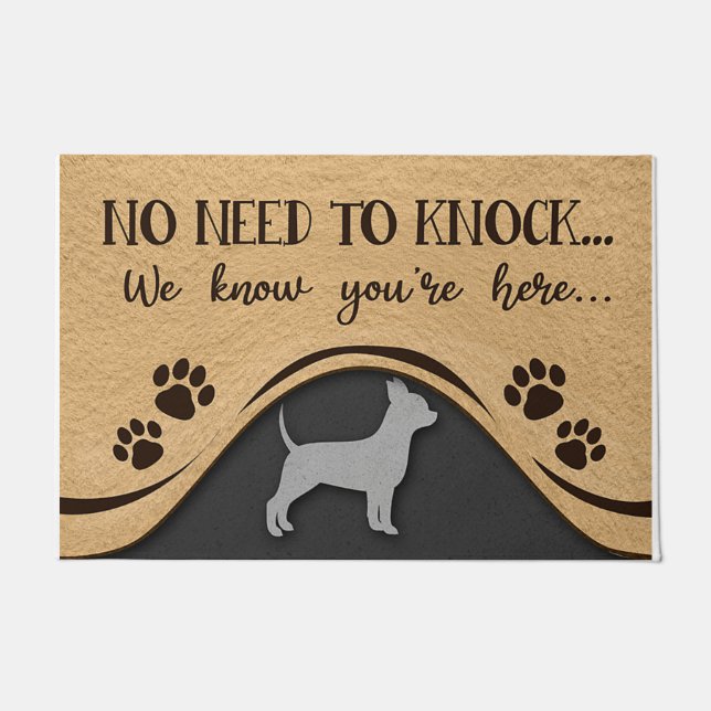 No Need To Knock Mat, Funny Chihuahua Design Doormat (Front)