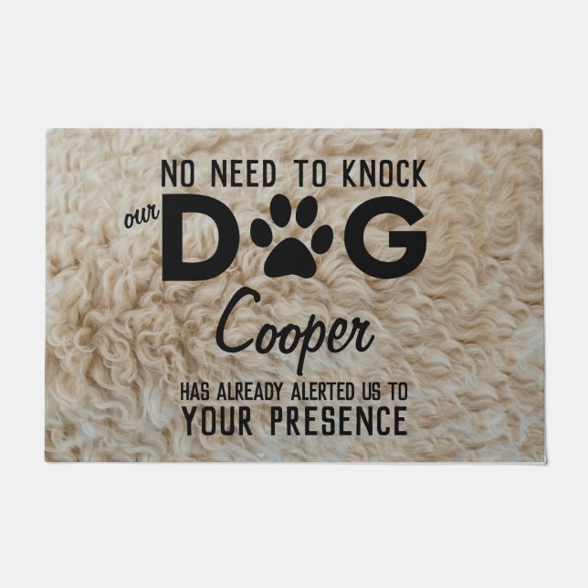 No Need To Knock, Personalized Dog Name Doormat (Front)