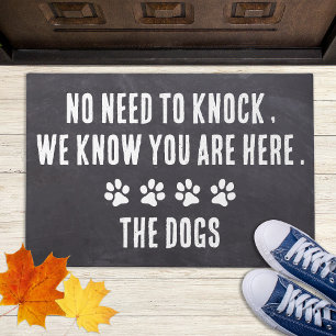No Need to Knock- Rustic Slate Entry Funny Pet Dog Doormat