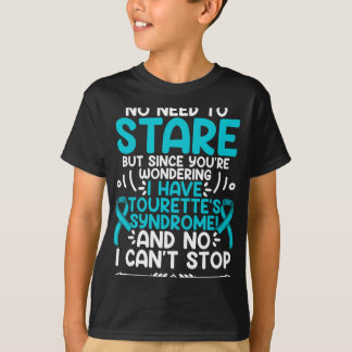 No Need To Stare Teal Ribbon Tourette Syndrome Awa T-Shirt