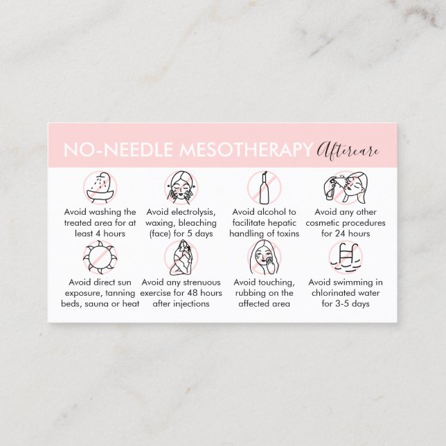 No Needle Mesotherapy Aftercare Business Card (Back)