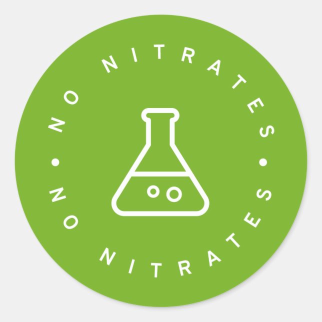 No nitrates classic round sticker (Front)