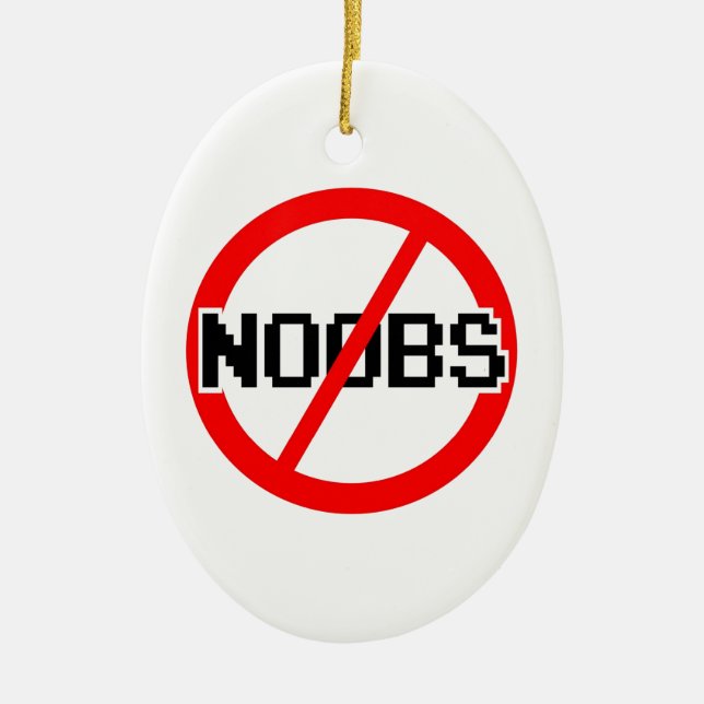 NO NOOBS - geek/hacker/pc/code monkey Ceramic Ornament (Front)