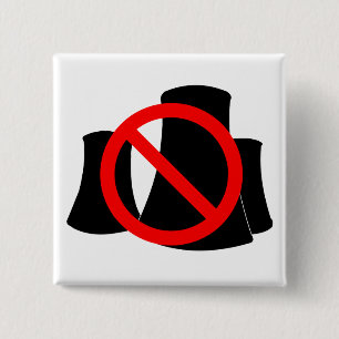 No Nuclear Power 2 Inch Square Button