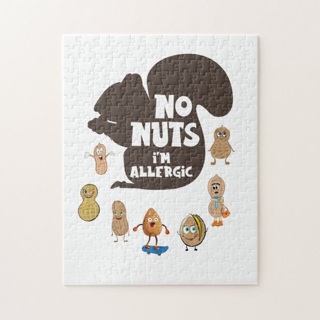 No Nuts I'm Allergic Peanut Allergy Awareness Jigsaw Puzzle (Vertical)