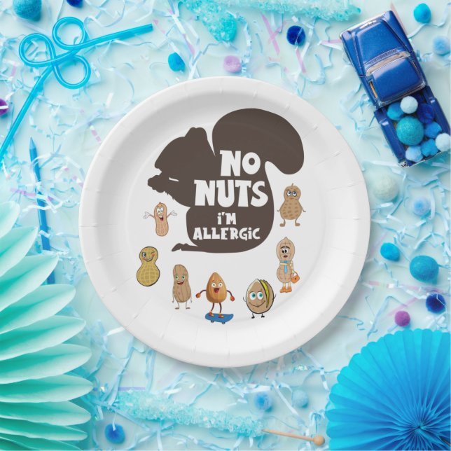 No Nuts I'm Allergic Peanut Allergy Awareness Paper Plate (Party)