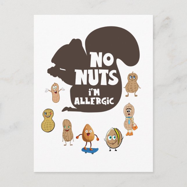 No Nuts I'm Allergic Peanut Allergy Awareness Postcard (Front)