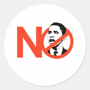 NO OBAMA CLASSIC ROUND STICKER