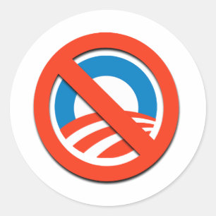 NO OBAMA / NO O CLASSIC ROUND STICKER