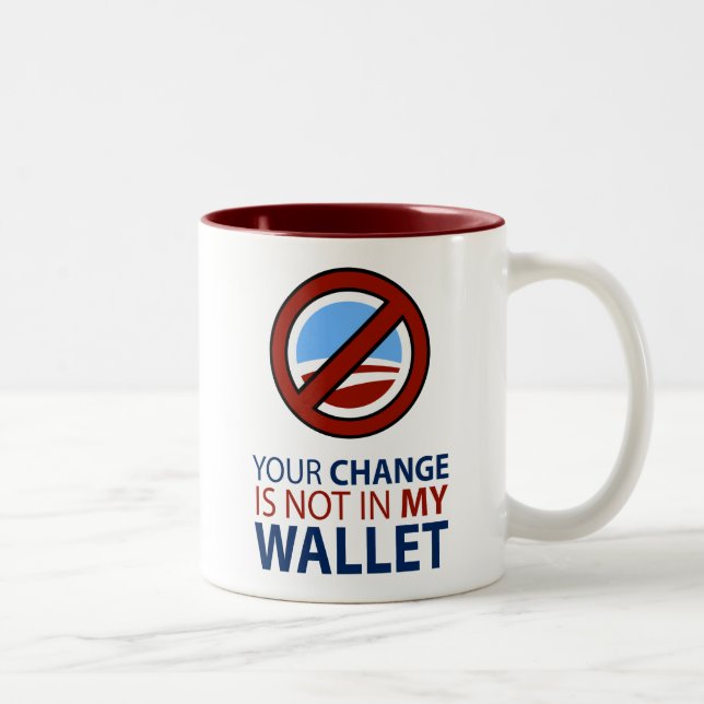 No Obama: Your Change Is Not In My Wallet Two-Tone Coffee Mug (Right)