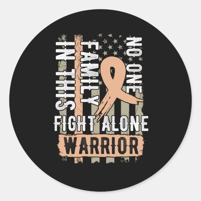No One Fight Alone Endometrial Cancer Awareness Classic Round Sticker (Front)