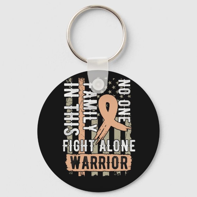 No One Fight Endometrial Cancer Awareness Keychain (Front)
