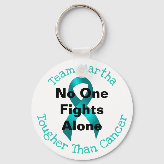 No One Fights Alone - Ovarian Cancer Keychain (Front)