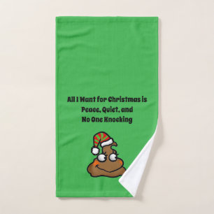 No One Knocking Funny Christmas Toilet Humour Bath Towel Set