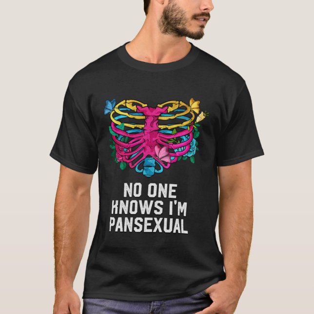 No One Knows Im Pansexual LGBTQ Pan Pride Nonbinar T-Shirt (Front)