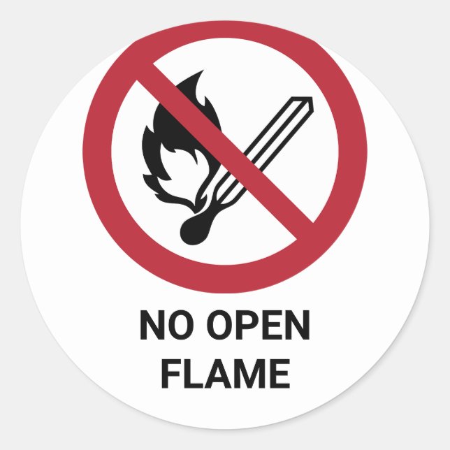 No Open Flame, Prohibition Sign Classic Round Sticker (Front)