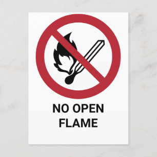 No Open Flame, Prohibition Sign Postcard