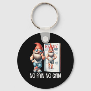 No Pain No Gain Funny Body Building Gnome For Fitn Keychain