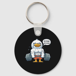 No Pain No Gain Funny Duck - Gym Workout And Fitne Keychain