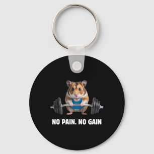No Pain No Gain Funny Hamster Gym Workout And Fitn Keychain
