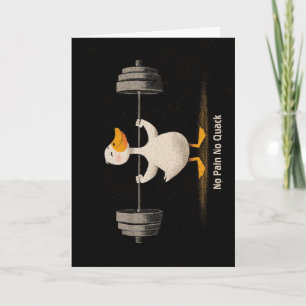 No Pain No Quack – Funny Gym Duck Art Card