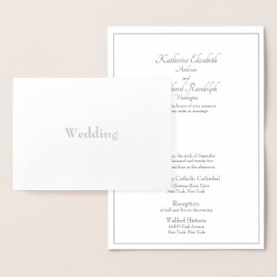 No Parents Formal Silver Foil Wedding  Card