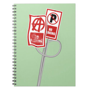 No parking anarchy sign notebook