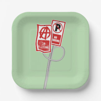 No parking anarchy sign paper plate