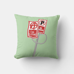 No parking anarchy sign throw pillow
