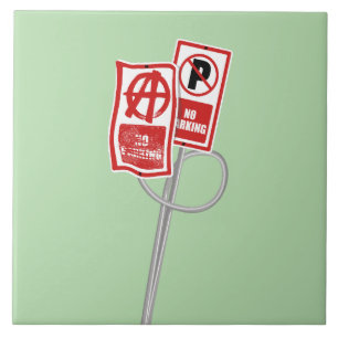 No parking anarchy sign tile