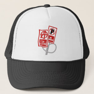 No parking anarchy sign trucker hat