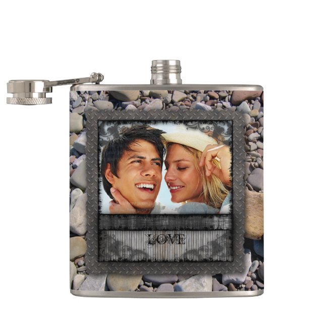 No Parking Beach Access Beach Stones Hip Flask (Opened)